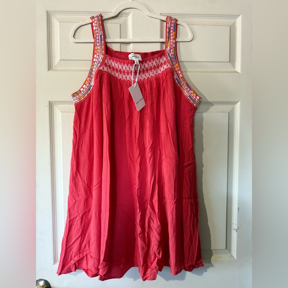 Heyson Red Sleeveless Dress with Embroidered Straps 2xl